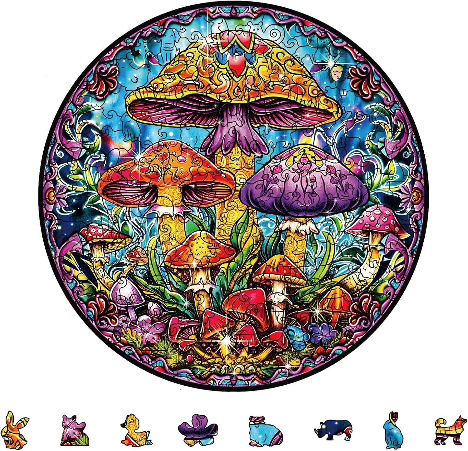 200Pcs Mushroom Wooden Jigsaw Puzzles for Adults Child 10.9x10.9inch ...