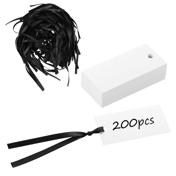 200Pcs Name Place Card Set with Ribbon Elegant Blank Seat Tag Wedding Place Card Table Name Tag for Wedding Birthday Baby Shower