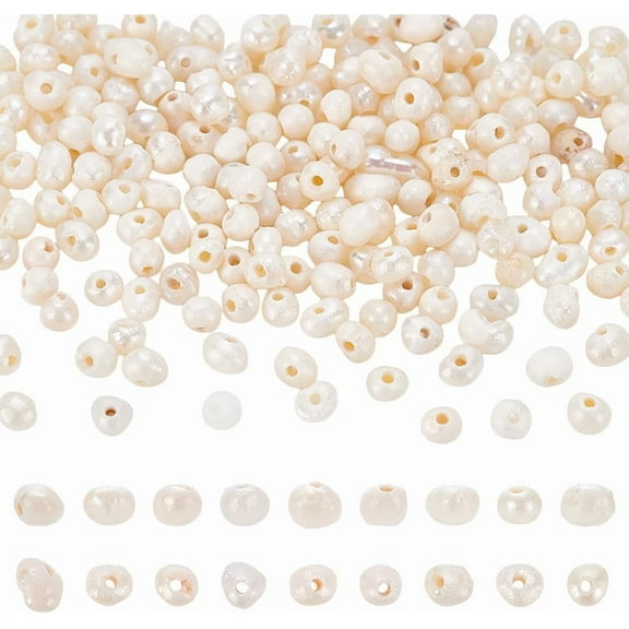 200Pcs Natural Freshwater Pearl Beads 1.5-3mm Irregular Oval Pearl Mini Loose Spacers Beads 0.5mm Hole for DIY Necklaces Bracelets Earrings Jewelry Making Beading Supplies