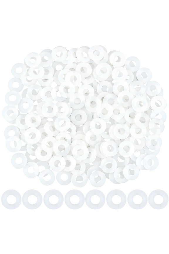 200Pcs Nylon Gaskets Ring White 12x1mm Hole: 5mm