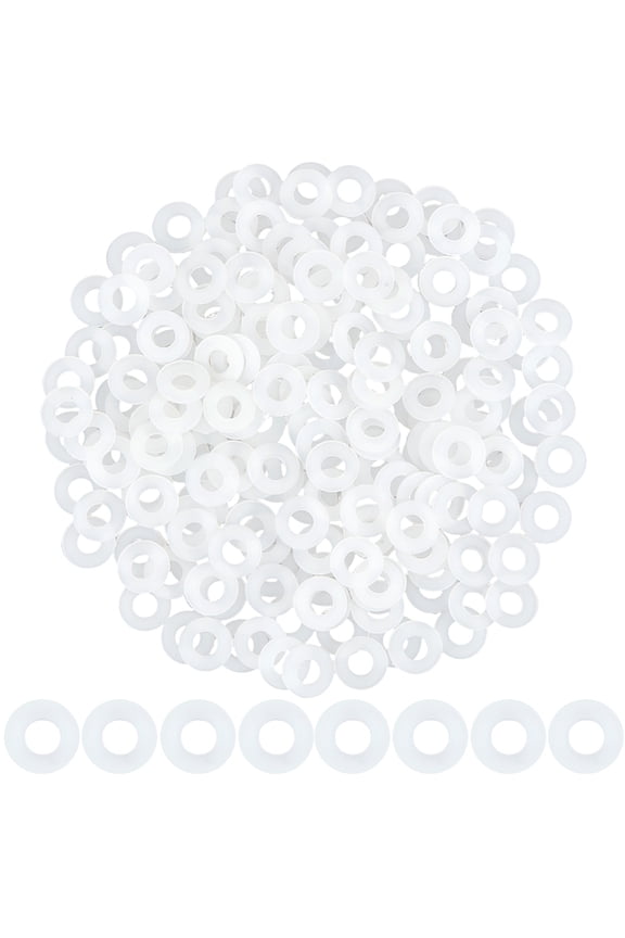 200Pcs Nylon Gaskets Ring White 9x1mm Hole: 4mm