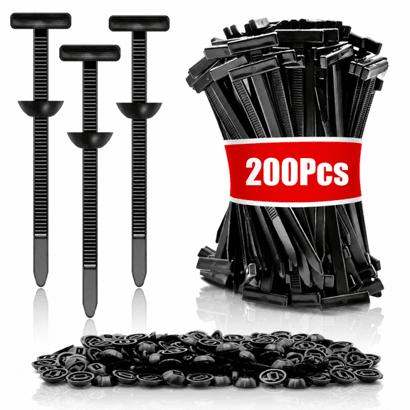 200Pcs Nylon Universal Cable Tie Buckle, Heavy Duty Zip Tie Fasteners with Push Pin & Button Lock, Includes Scissors, Plastic Automotive Cable Management Fixion Tools for Car Repair & Maintenance