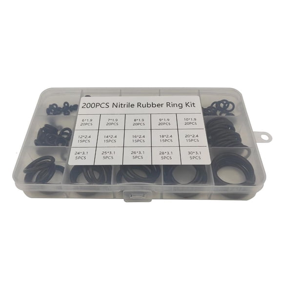 200Pcs O-Rings Gasket 15 Size Rubber Washers Seals Assortment Set Assorted Electrical Gasket Rings Insulating