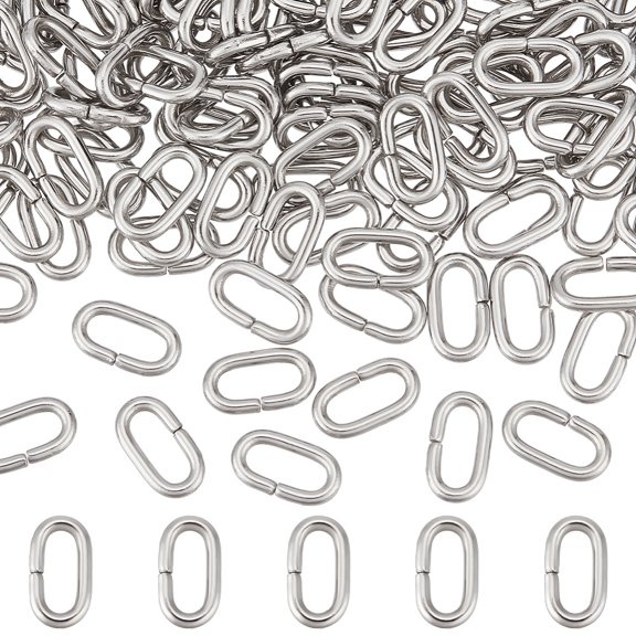 200Pcs Oval Linking Connector 11x6mm Stainless Steel Linking Rings Metal Closed but Unsoldered Oval Jump Ring Jewelry Keychain