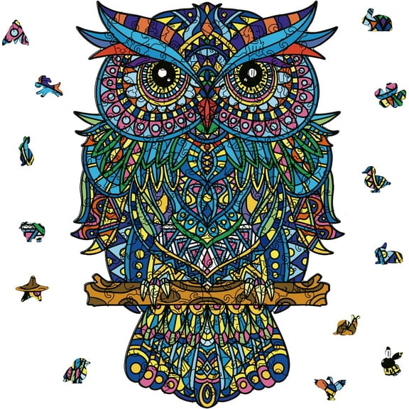 200Pcs Owl Wooden Jigsaw Puzzles for Adults 14.17x9.6inch Animal Wooden Puzzles for Colorful Wood Puzzles for Birthday