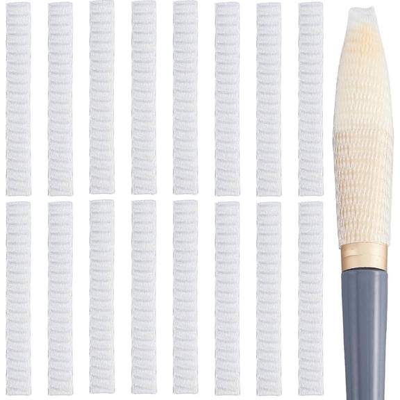 200Pcs PE Makeup Brush Protector Reusable Expandable Mesh Cover for Eyeshadow Brush with 1pcs Paper Cardboard Boxes White 8~8.1x1x0.1cm for Handmade