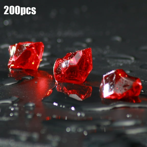 200Pcs/Pack Acrylic Crystal Gem Stone Crushed Ice Rocks Aquarium Plant Hydroponic Fish Tank Vase Landscaping Decoration Red