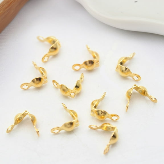 200Pcs/Pack Bead Tips Electroplate DIY Copper Jewelry Clamshell Calotte Crimp End Caps Household Supplies