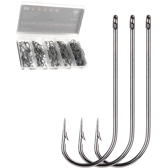 200Pcs Panfish Fishing Hooks Freshwater, Light Wire Crappie Hooks Straight Shank Aberdeen Hook for Bluegill Small Bass 5 Sizes Assorted 6# 4# 2# 1# 1/0