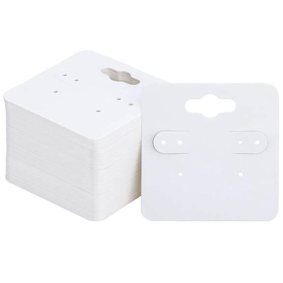 200Pcs Paper Earring Display Cards Square White 5x5x0.05cm
