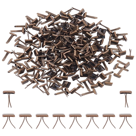 200Pcs Paper Fasteners Brads 5x5x9mm Iron Rivets Bronze Mini Square Metal Brads Square Stud RivetsDIY