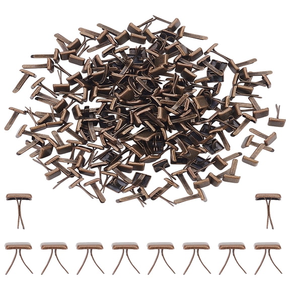 200Pcs Paper Fasteners Brads 5x5x9mm Iron Rivets Bronze Mini Square Metal Brads Square Stud RivetsDIY