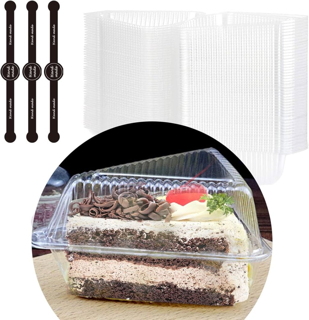 200Pcs Pie Slice Containers with Lids Cake Slice Boxes Clear Plastic ...