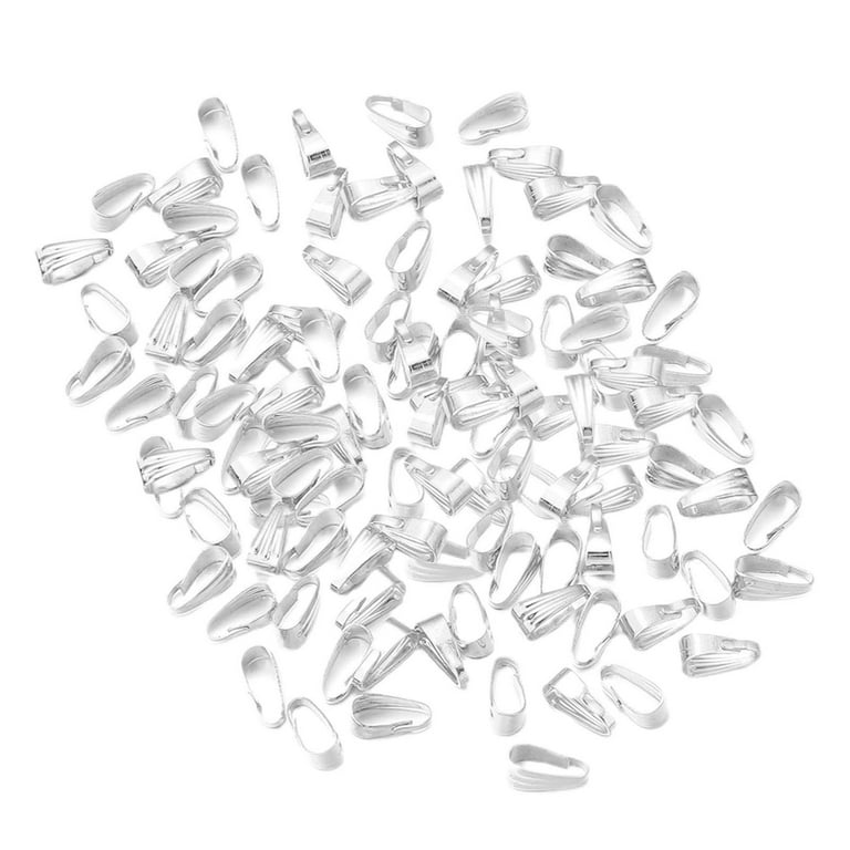 200Pcs Pinch Bails Connectors Pendant Clasp Metal Necklace Hooks Jewelry Accessories Claw Bail Pinch Clasps for DIY Crafting Dangle Charm Light