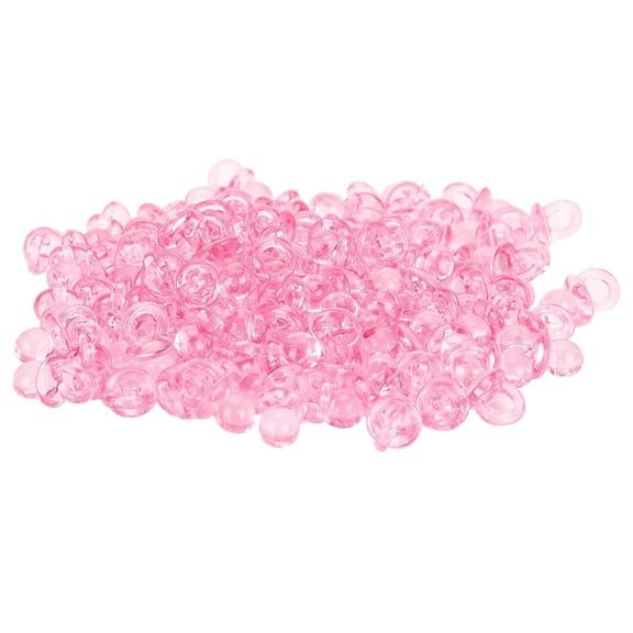 200Pcs Pink Mini Acrylic Pacifier Baby Nipple Baby Shower Decorations for Party Favor Games and Table Centerpieces, 0.8 inches / 2 cm