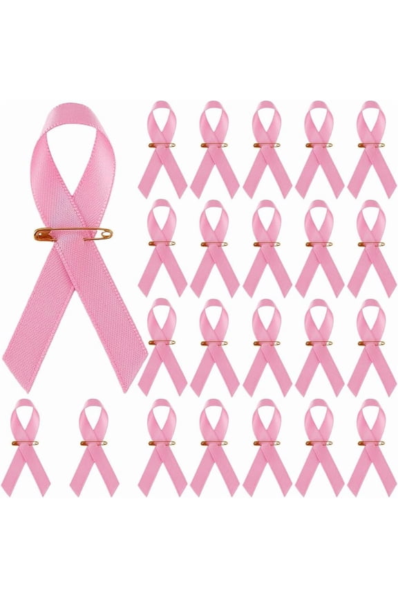 200Pcs Pink Ribbon Brooch Pin Bulk Polyester Breast Cancer Women Awareness Month Pins Hope Fundraising Lapel Pins Official Hope Ribbon with Gold Iron Pins for Fundraiser Public Charity