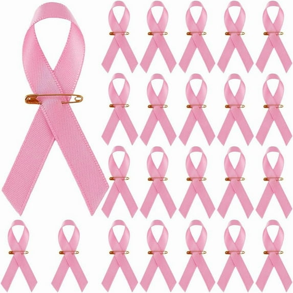 200Pcs Pink Ribbon Brooch Pin Bulk Polyester Breast Cancer Women Awareness Month Pins Hope Fundraising Lapel Pins Official Hope Ribbon with Gold Iron Pins for Fundraiser Public Charity Pink
