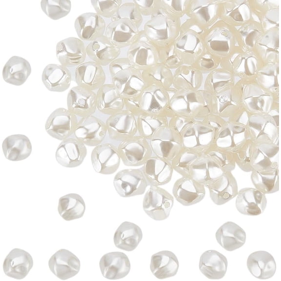 200Pcs Plastic Imitation Pearl Bead Polygon Beige 10x9x8mm Hole: 1.5mm for Handmade