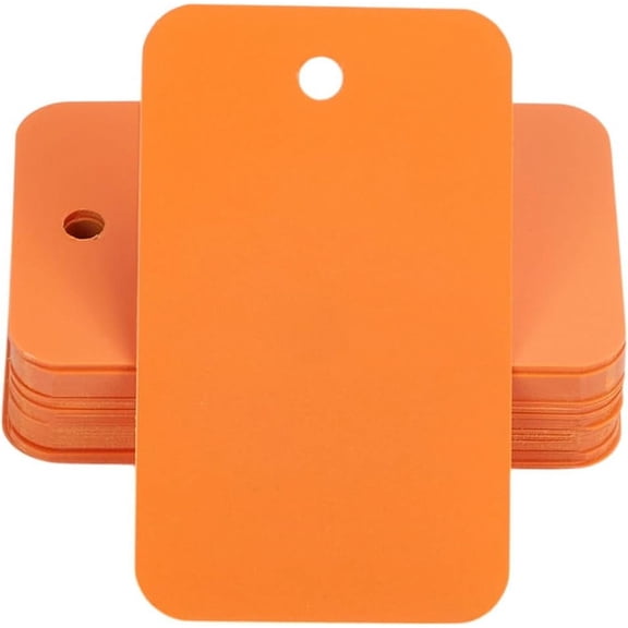 200Pcs Plastic Shipping Tags Waterproof Hang Tags Bulk 1.18x1.97in Dark Orange Writable Marker Hanging Sign Blank Storage for Keys Luggage Logistic Retail Inventory Labeling SchoolDark Orange
