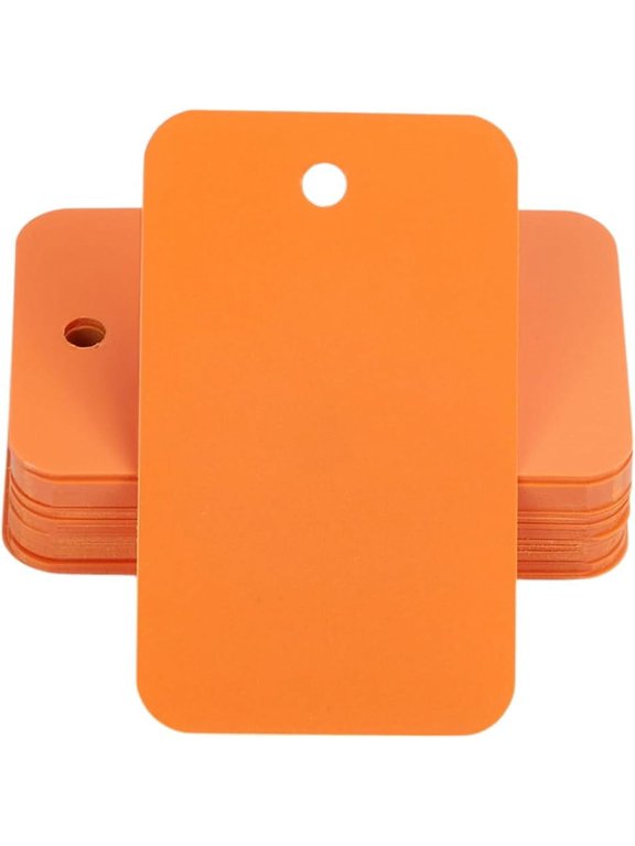 200Pcs Plastic Shipping Tags Waterproof Hang Tags Bulk 1.18x1.97in Dark Orange Writable Marker Hanging Sign Blank Storage Tag Labels for Keys Luggage Logistic Retail Inventory Labeling School