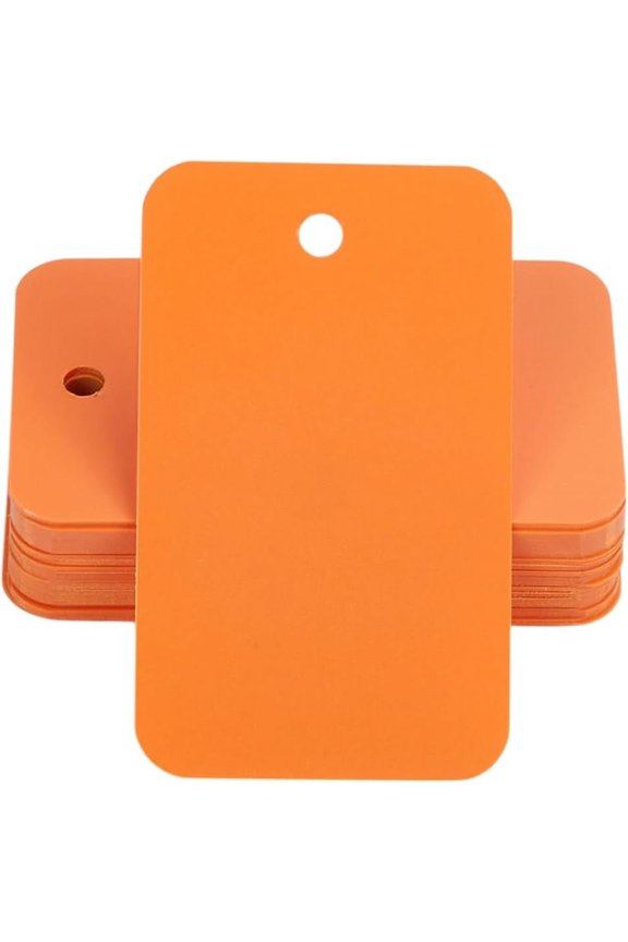 200Pcs Plastic Shipping Tags Waterproof Hang Tags Bulk 1.18x1.97in Dark Orange Writable Marker Hanging Sign Blank Storage Tag Labels for Keys Luggage Logistic Retail Inventory Labeling School diy