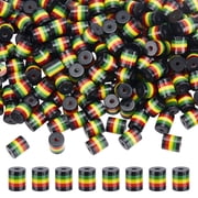200Pcs Rasta Jamaica Beads 9x8mm Multicolored Striped Resin Rasta Beads Column African Bead Loose Spacer Bead Bulk