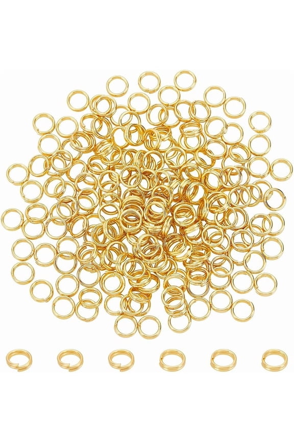 200Pcs Real 18K Gold Plated Brass Jump Ring 6mm Double Loops Split Ring O Ring Connectors