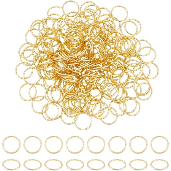 200Pcs Real 18K Gold Plated Open Jump Rings 12mm Golden Round Rings Metal Connectors Ring Open Jump Ring