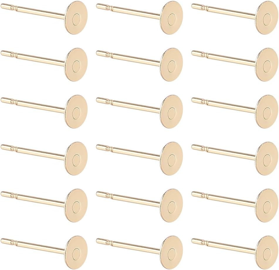 UNICRAFTALE 100pcs 304 Stainless Steel Ear Stud Components Gold Ball Stud Earring with Loop 0.8mm Pin Stud Earrings for Earring Jewelry Making 15x4mm, Hole 1.5~2mm