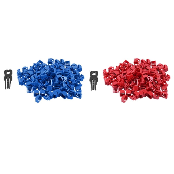 200Pcs Red/Blue RJ45 Port Ethernet LAN Hub Anti Dust Cover Plug Cap Blockout Protector with Proprietary Lock and Key,200 x RJ45 Port Hub Anti Dust Cover 2 x Black proprietary lock and key