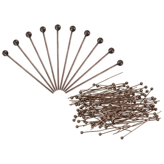 200Pcs Red Copper Ball Head Pins 40mm Wire Head Pins 24 Gauge Brass Head Pins for DIY Craft Jewelry Making
