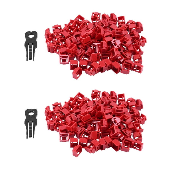 200Pcs Red RJ45 Port Ethernet LAN Hub Anti Dust Cover Plug Cap Blockout Protector with Proprietary Lock and Key,200 x RJ45 Port Hub Anti Dust Cover 2 x Black proprietary lock and key,red & black