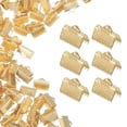 thumbnail image 1 of 200Pcs Ribbon Ends, 10mm Ribbon Crimp Clamp End Bookmark Leather Pinch Crimps Cord Ends, Foldable Clasps Crimp End for Necklace Bracelet DIY Craft Making, Light Gold, 1 of 7