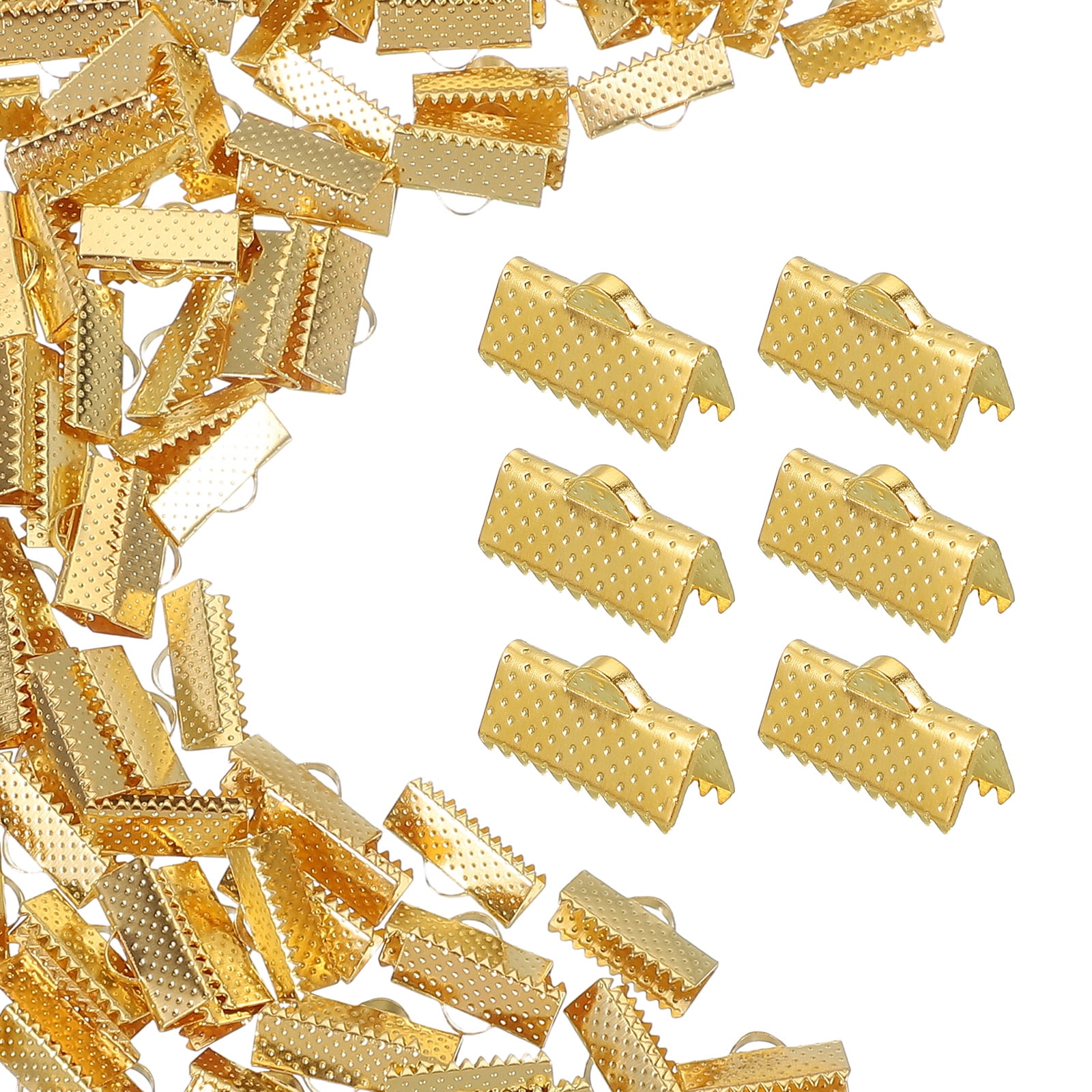 200Pcs Ribbon Ends, 16mm Ribbon Crimp Clamp End Bookmark Leather Pinch ...