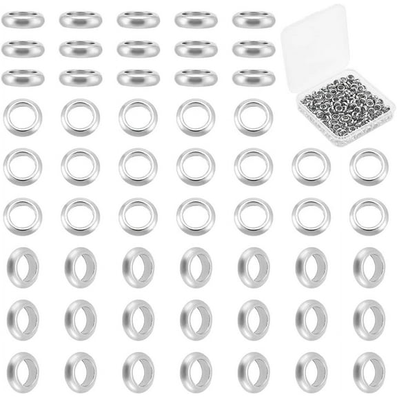200Pcs Ring 304 Stainless Steel Spacer Beads Metal Findings for Jewelry Making Supplies Stainless Steel Color 8x2.5mm Hole: 5mm art