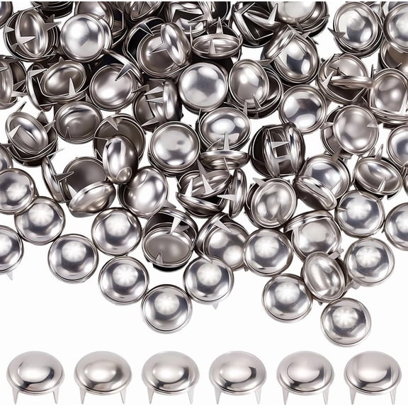 200Pcs Round Dome Studs Nailheads Silver Metal Brass 12mm/0.47 inch Claw Beads Studs Spots Leathercraft Rivets Purse Hardware