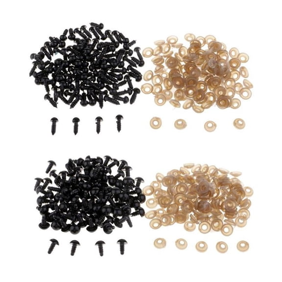 200Pcs Safety Eyes with Washers for Animal Toy Teddy 7mm 9mm