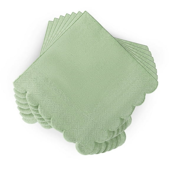 200Pcs Sage Green Napkins Scalloped Edged Dessert Cocktail Napkins Folded 5 x 5 Inches Disposable Napkins for Dinner Wedding Birthday Party Brand: Mealivos