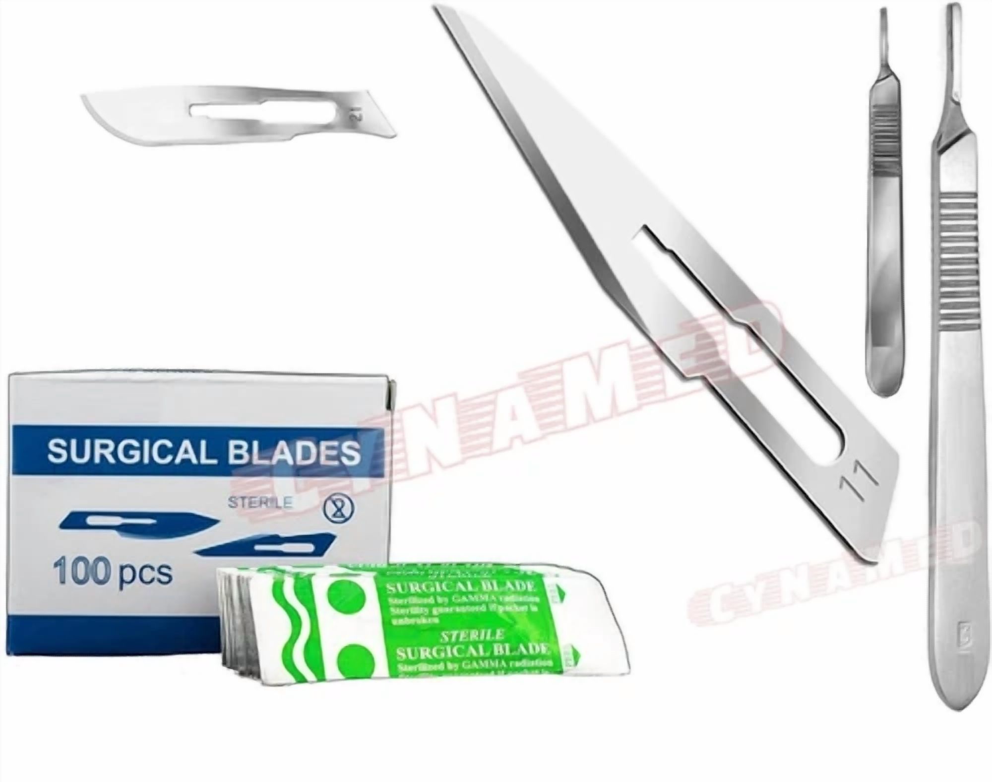 200Pcs Scalpel Blades #11 + #21+ Handle #3 + Handle #4 Suitable For Dermaplaning