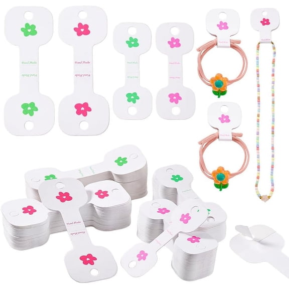 200Pcs Self Adhesive Jewelry Display Cards 2 Sizes Jewelry Packaging for Small Business Bracelet Display Cards Hanging Display Cards for Earrings Choker Keychain Hair Accessories
