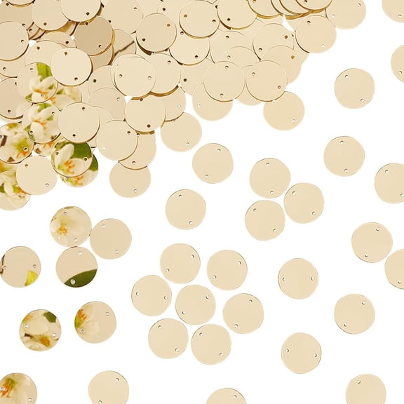 200Pcs Sew on Gold Mirror Rhinestone Acrylic Mirror Tiles Flat Round Decorative Mosaic Tiles Two Hole Links for Garment Accessories Home Decoration Crafts Jewelry Making 19.5x0.8mm Acrylic