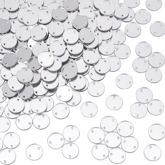 200Pcs Sew on Silver Mirror Rhinestones Flat Round Sew on Rhinestones for Clothes Acrylic Disc Mirror Pieces for Crafts Garment Costume Decoration Silver for DIY