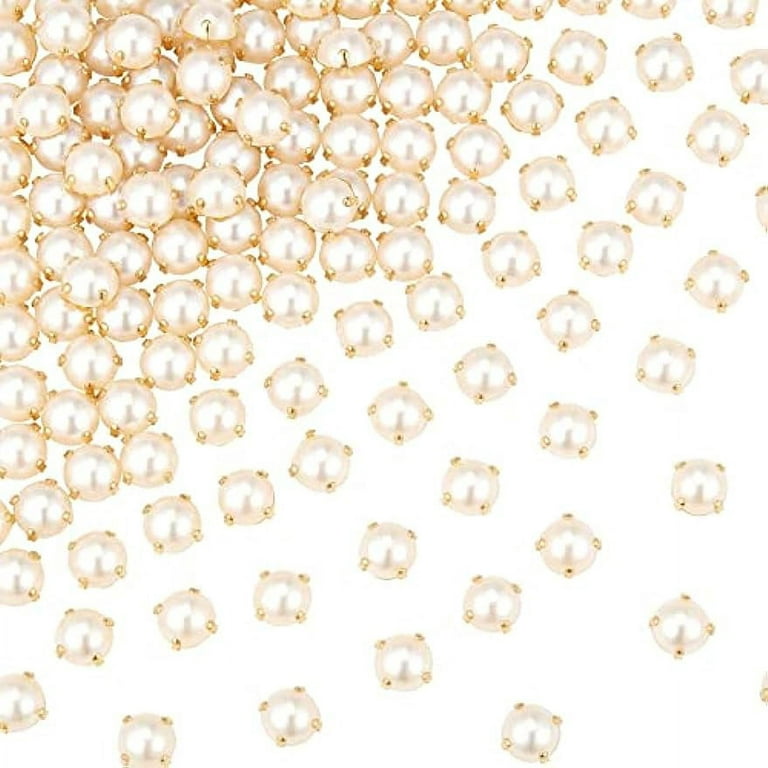 200Pcs Sewing Pearl Beads Two Holes Sew on Pearls and Rhinestones with Gold  Claw Flatback Half Round