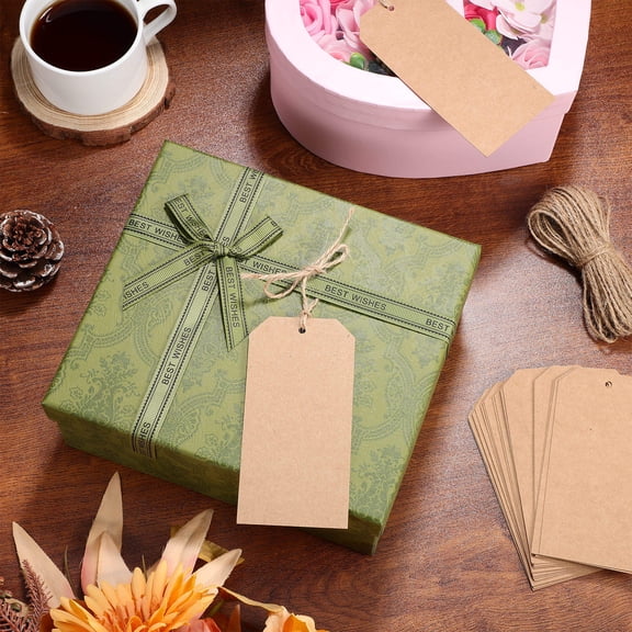 200Pcs Shipping Tags with Wire and Twine Kraft Paper for Multi Purpose Labeling