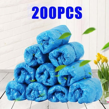 200Pcs Shoe Covers Disposable Non Slip Thick Heavy Duty Booties For Shoes Covers For Indoors - Waterproof Shoe Booties Non Slip - Rain Boot Covers Double Rubber & Durable Plastic