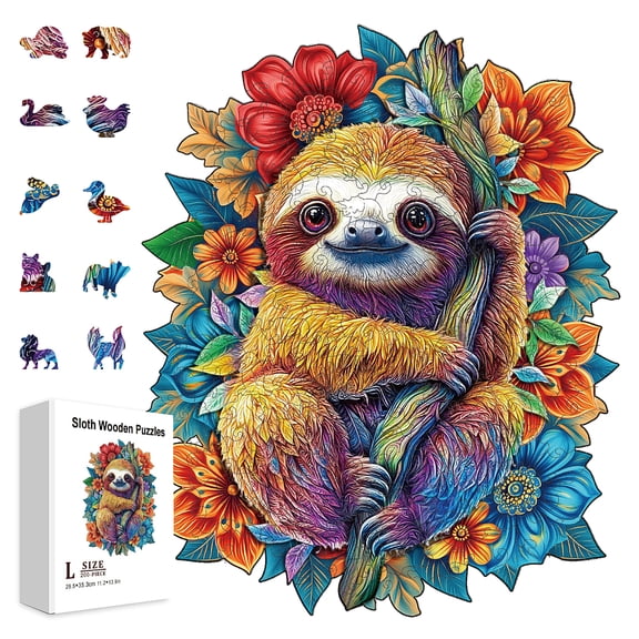 200Pcs Sloth Wooden Jigsaw Puzzles