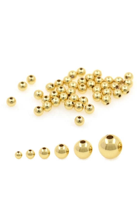 200Pcs Smooth 18K Gold Filled Spaacer Beads,Loose Seamless Beads,Round Ball Spacers for Minimalist Necklace/Bracelet Jewelry Making (3mm)