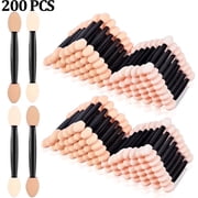 ACDANC 200 Pcs Double Sided Sponge Eyeshadow Applicators, Black Makeup Sponge Brushes with Storage Box, Soft Disposable Eye Shadow Blending Tools for Women and Professional Artists