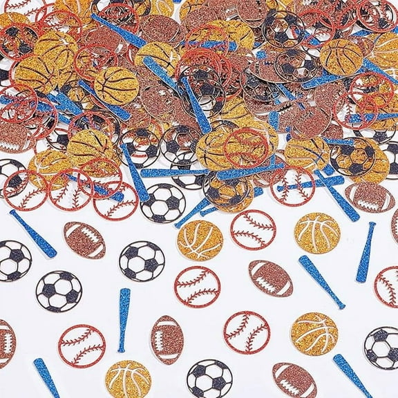 200Pcs Sports Confetti for Tables Glitter Basketball Baseball Football Soccer Ball Confetti for Sports Baby Shower Decorations All Star Birthday Party Supplies