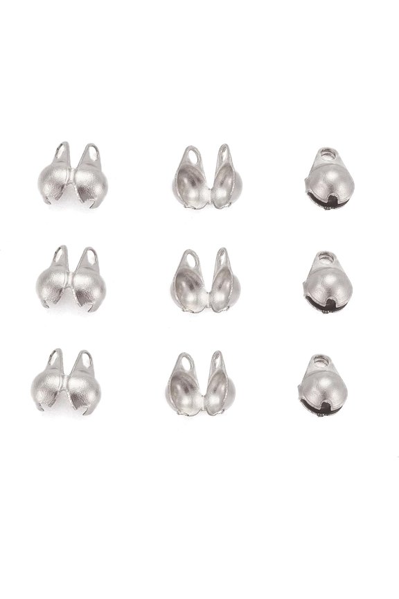 200Pcs Stainless Steel Charm Tips Calotte Ends Open Knot Cover